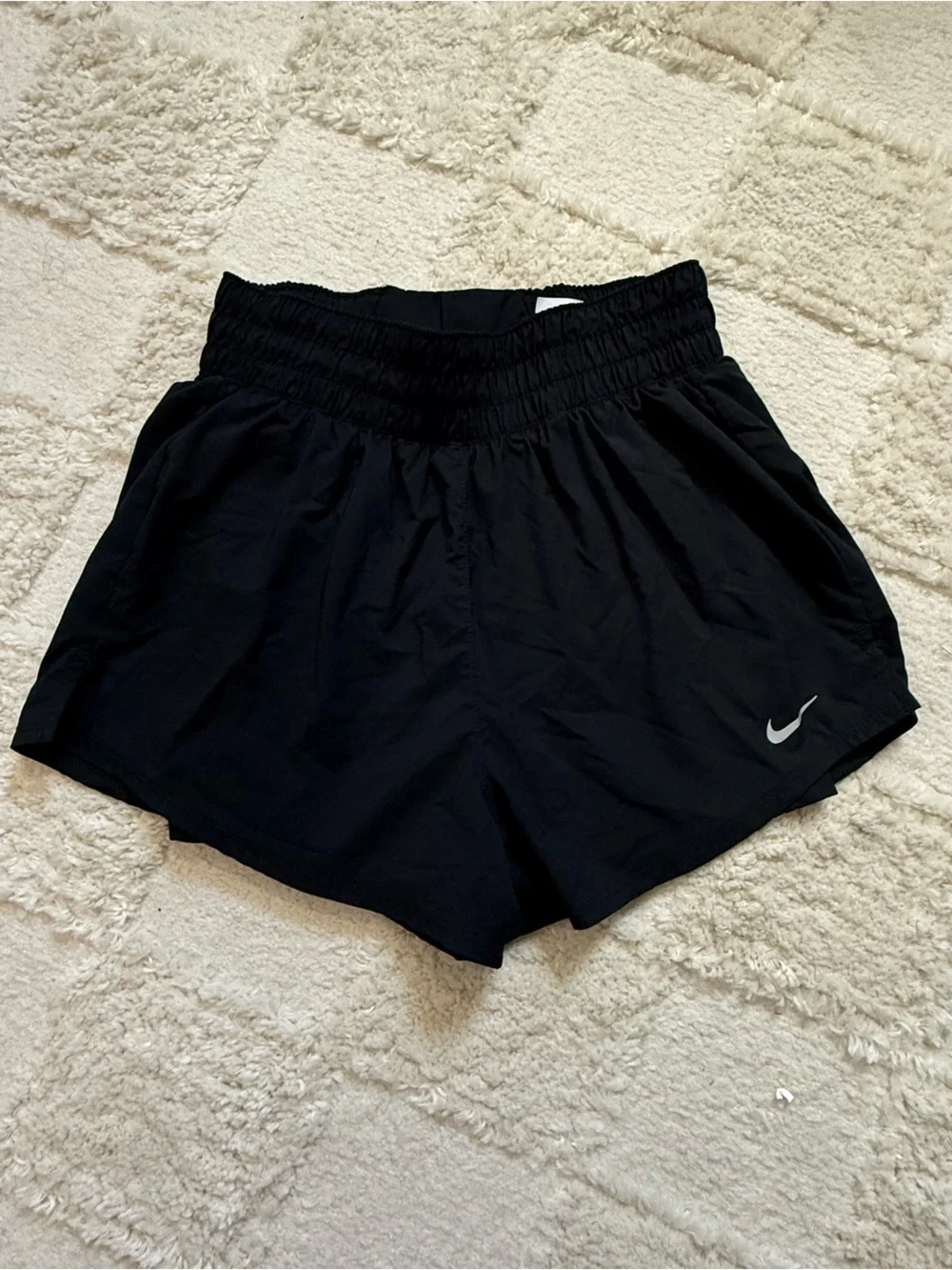 Nike Women's Dri-fit One High Rise Black Running Shorts with Swoosh XS